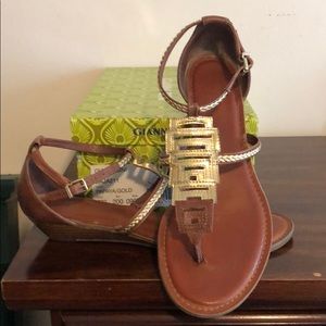 Grecian Look Sandals W/Gold Accents